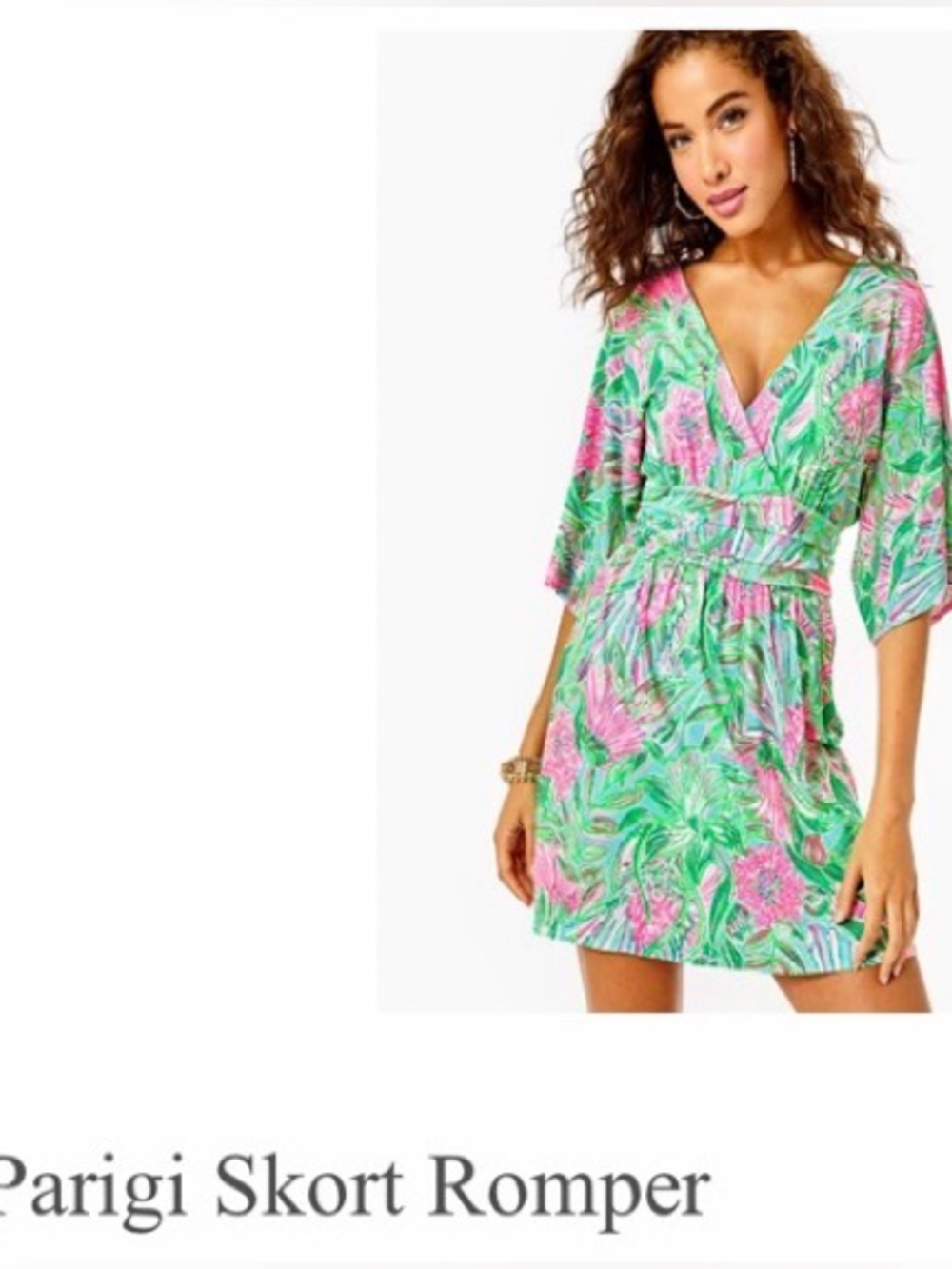 Lilly Pulitzer.  Parigi Skort Romper - Green & Pink Tropical Print.  Size L
